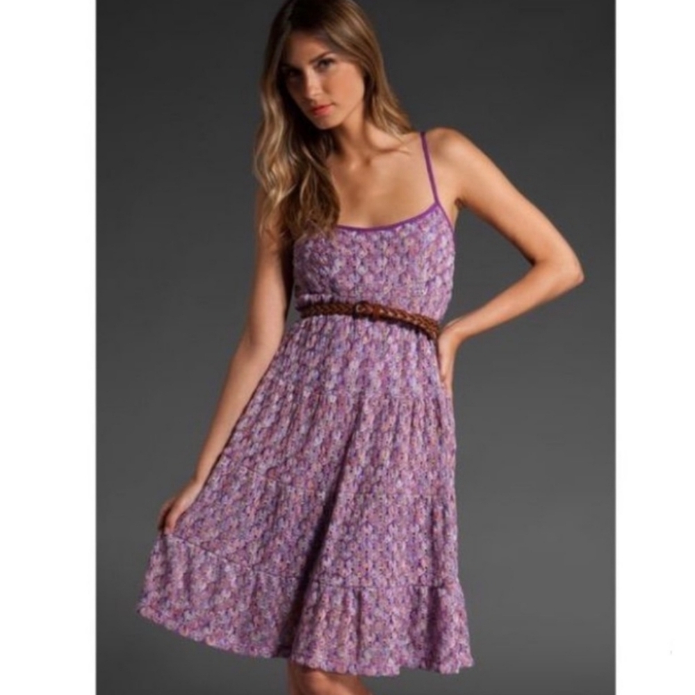 Trina Turk Purple Crochet Serpentine Fortuna Dress